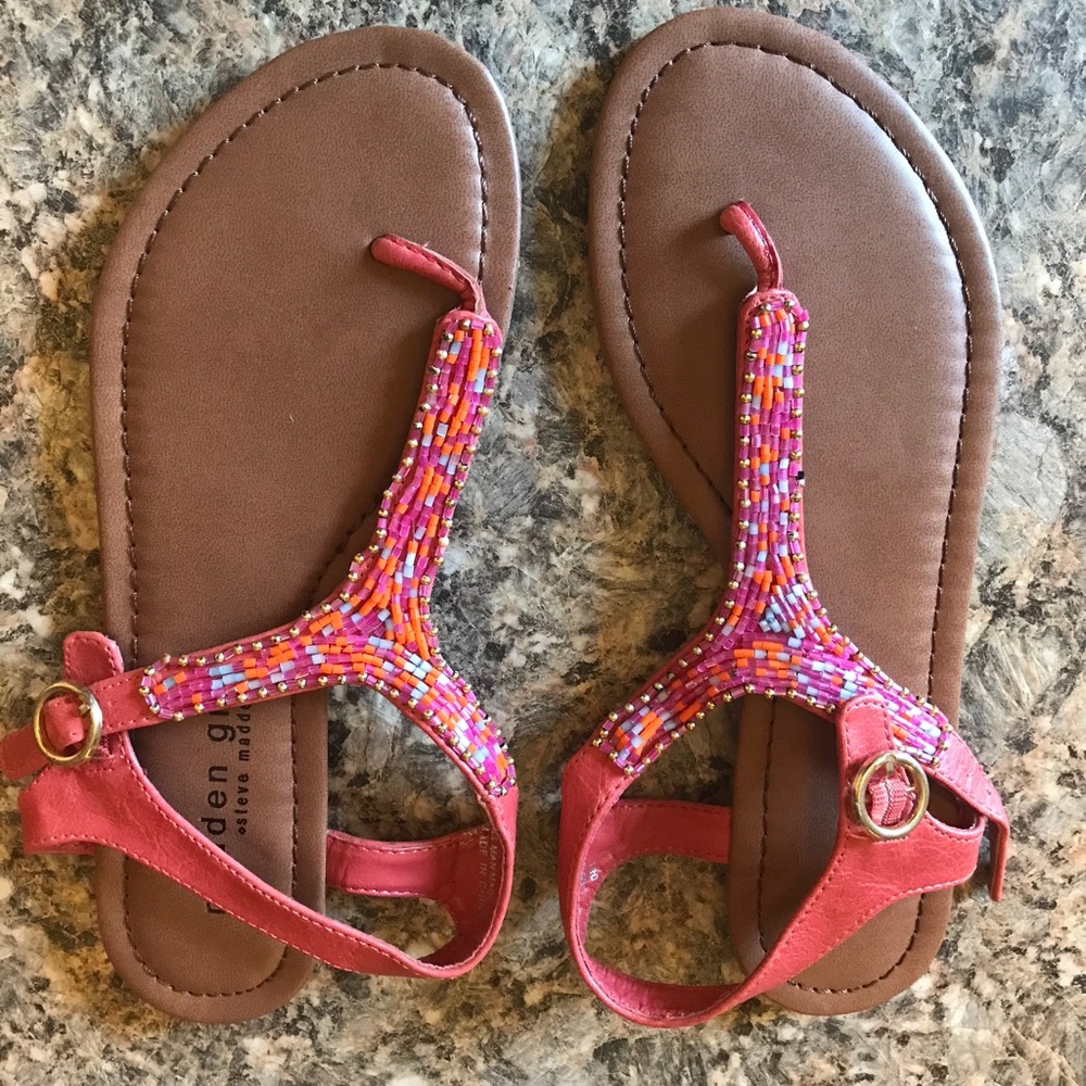 Beaded Pink & Orange Sandals